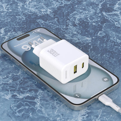 Φορτιστής Δικτύου με Καλώδιο USB-C Dudao A27TCEU, 30W, 1 x USB-A - 1 x USB-C, Λευκό