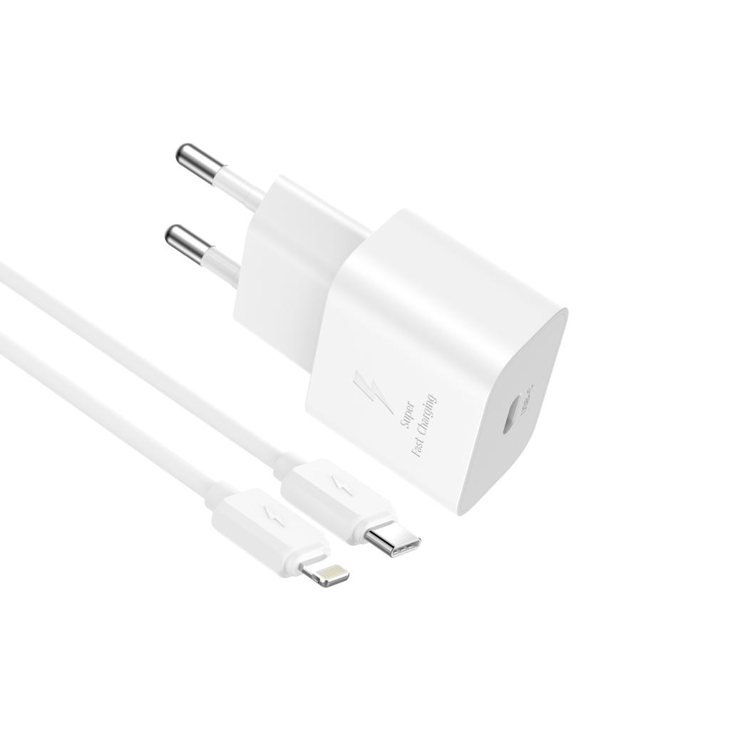 Φορτιστής Δικτύου με Καλώδιο Lightning XO Design L167, 25W, 3A, 1 x USB-C, Λευκό