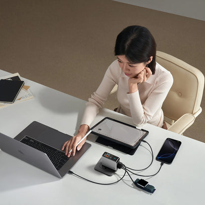 Φορτιστής Δικτύου με Καλώδιο USB-C Cuktech AD1204U Οθόνη, 120W, 6A, 1 x USB-A - 2 x USB-C, Ασημί