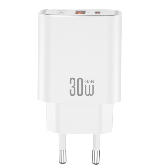 Φορτιστής Δικτύου με Καλώδιο USB-C XO Design CE42, 30W, 3A, 1 x USB-A - 1 x USB-C, Λευκό
