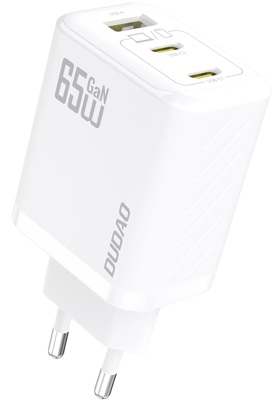 Φορτιστής Δικτύου με Καλώδιο USB-C Dudao A29C, 65W, 3.25A, 1 x USB-A - 2 x USB-C, Λευκό