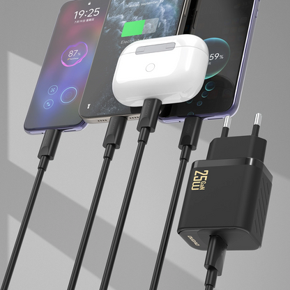 Dudao A27STEU USB-C Cable Wall Charger, 25W, 3A, 1 x USB-A, Black