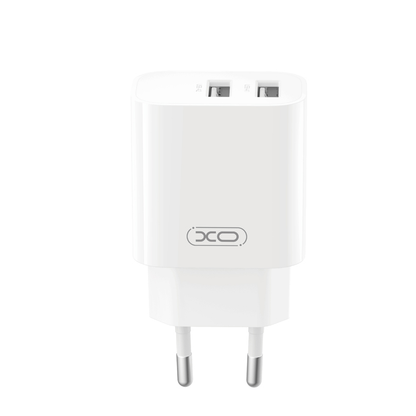 Φορτιστής πρίζας με καλώδιο USB-C XO Design CE55, 12W, 2.4A, 2 x USB-A, Λευκός