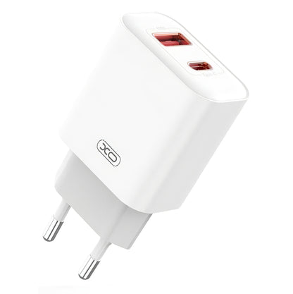 Network Charger with Lightning Cable XO Design CE12, 20W, 3A, 1 x USB-A - 1 x USB-C, White 