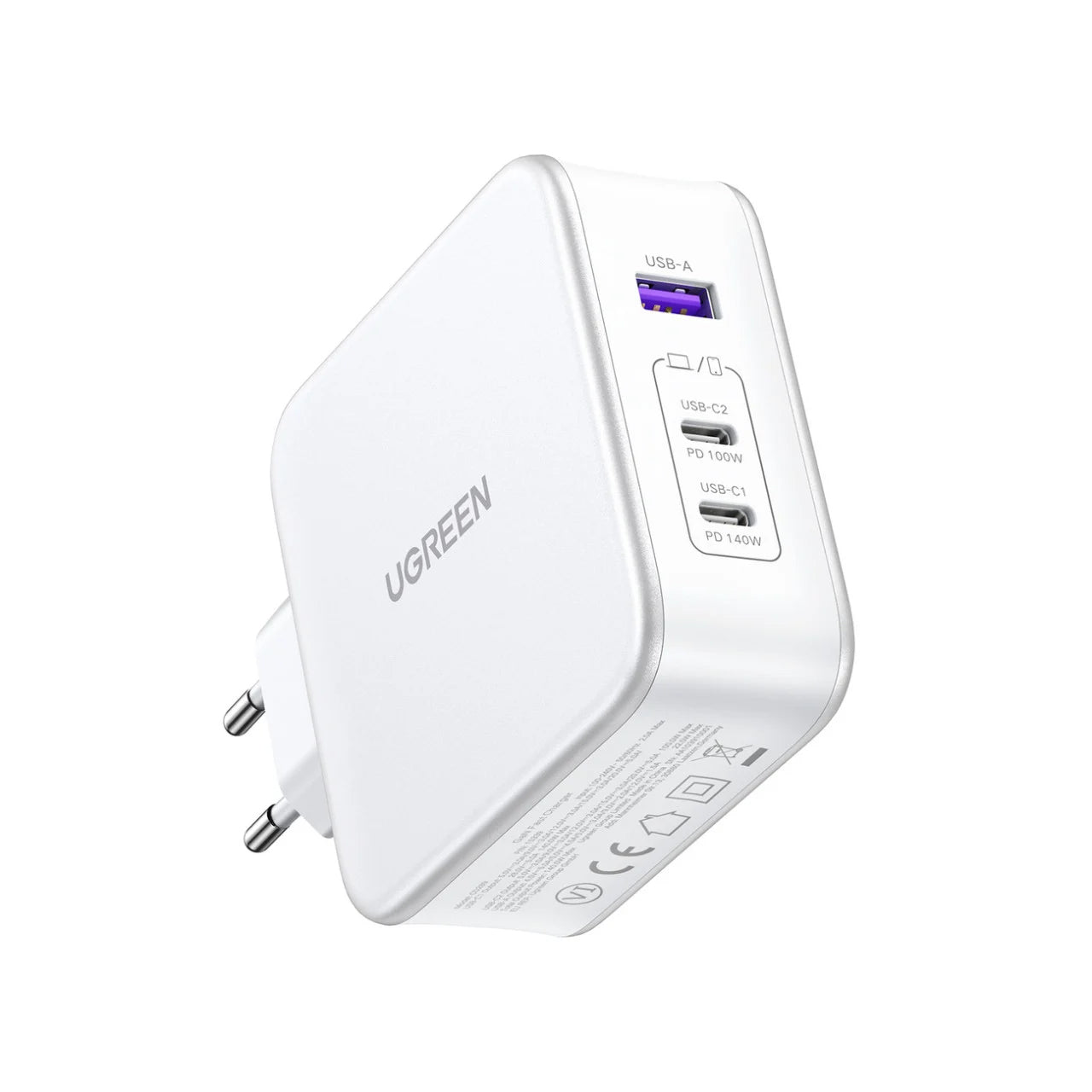 UGREEN CD289, 140W, 5A, 1 x USB-A - 2 x USB-C, Λευκό 
