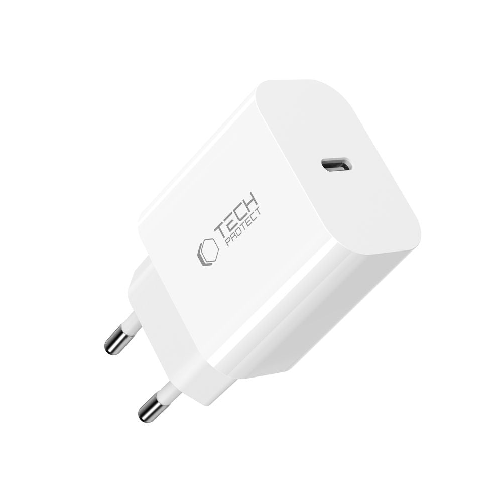 Φορτιστής Δικτύου με Καλώδιο USB-C Tech-Protect NC20W, 20W, 3A, 1 x USB-C, Λευκό