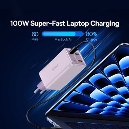 Φορτιστής Δικτύου με Καλώδιο USB-C Baseus GaN6 Pro, 100W, 3.25A, 2 x USB-A - 2 x USB-C, Μωβ P10162705532-00