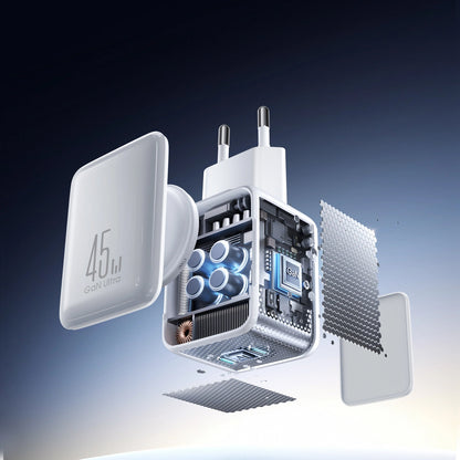 Φορτιστής Δικτύου με Καλώδιο USB-C Joyroom JR-TCL05, 45W, 3A, 2 x USB-C, Λευκό