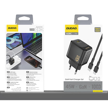 Φορτιστής Δικτύου με Καλώδιο USB-C Dudao A28C, 45W, 3A, 1 x USB-C, Μαύρο