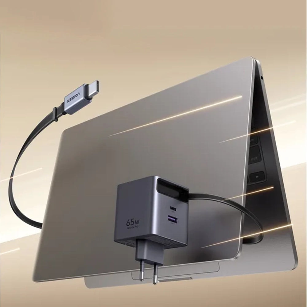 Φορτιστής Δικτύου με Καλώδιο USB-C UGREEN X615, 65W, 3A, 1 x USB-A - 1 x USB-C, Γκρι