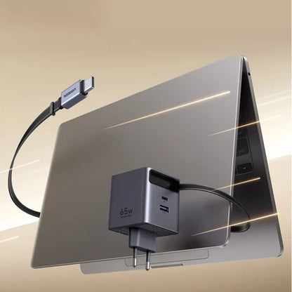 Φορτιστής Δικτύου με Καλώδιο USB-C UGREEN X615, 65W, 3A, 1 x USB-A - 1 x USB-C, Γκρι