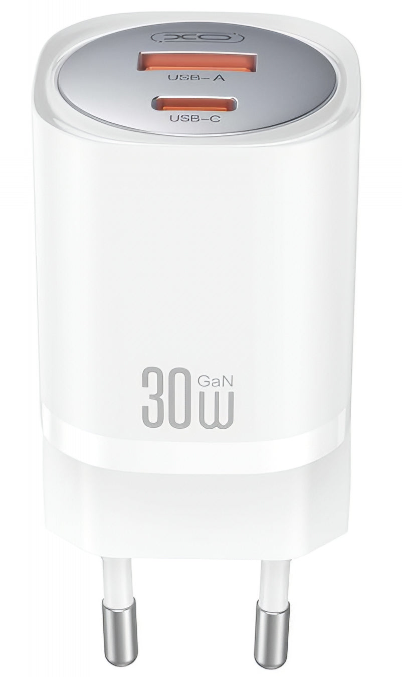 Φορτιστής Δικτύου με Καλώδιο Lightning XO Design CE21, 30W, 3A, 1 x USB-A - 1 x USB-C, Λευκό