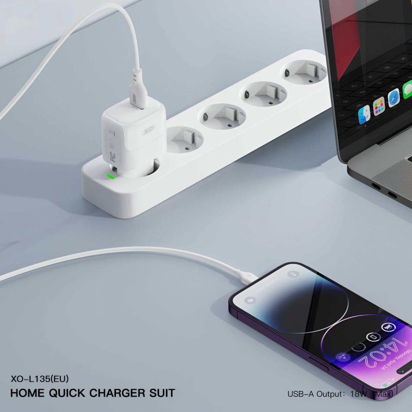 Φορτιστής Δικτύου με Καλώδιο microUSB XO Design L135, 18W, 3A, 1 x USB-A, Λευκό