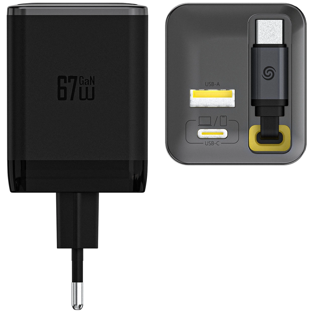 Φορτιστής Δικτύου με Καλώδιο USB-C Dudao A67EU, 67W, 3.35A, 1 x USB-A - 1 x USB-C, Μαύρο