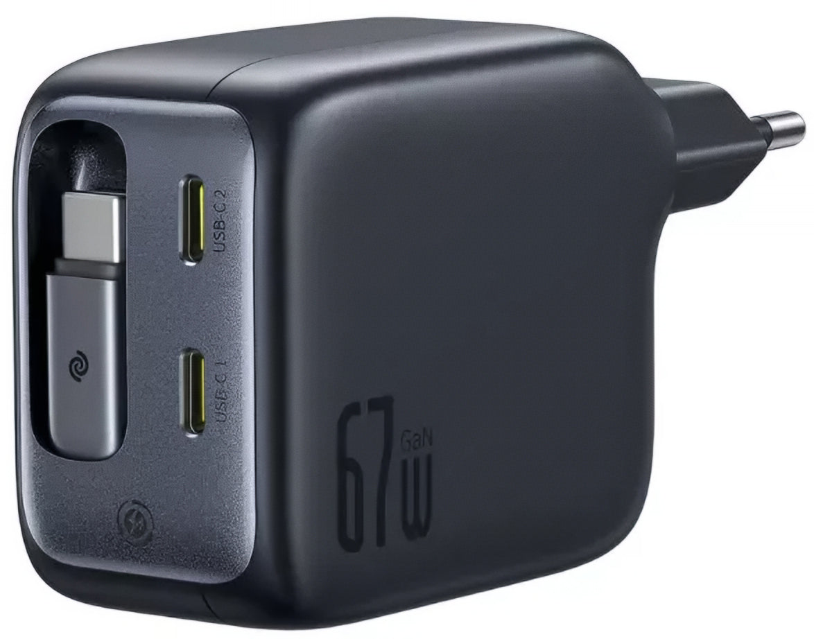 Φορτιστής Δικτύου με Καλώδιο USB-C Baseus EnerCore CJ11, 67W, 3.35A, 2 x USB-C, Μαύρο E0121E00