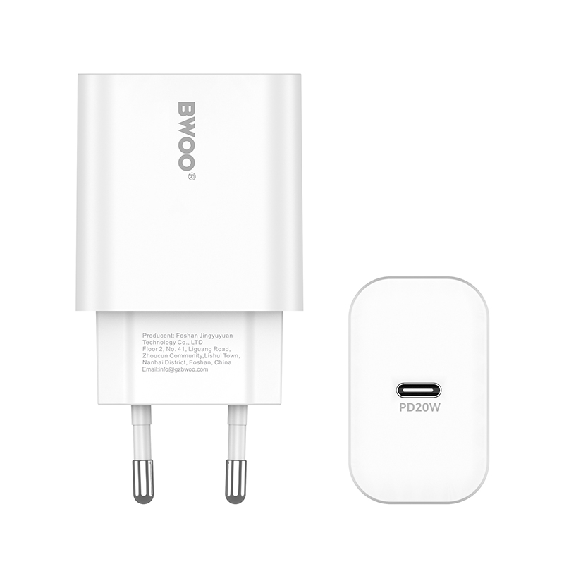 Φορτιστής Δικτύου με Καλώδιο USB-C BWOO CDA233, 20W, 3A, 1 x USB-C, Λευκό