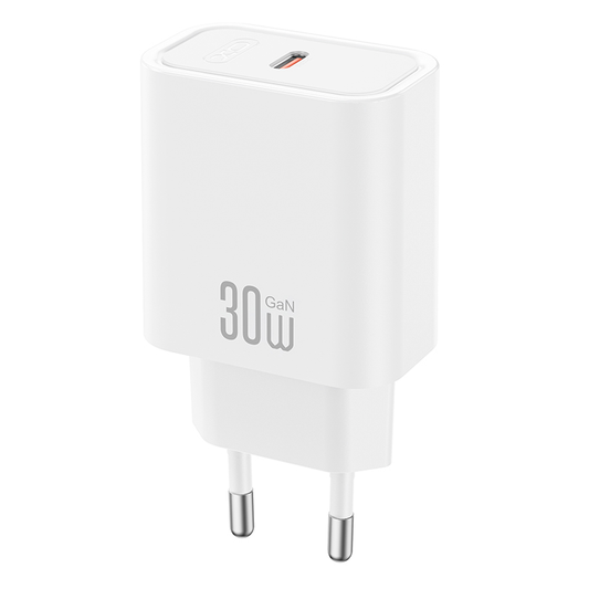 Φορτιστής Δικτύου με Καλώδιο USB-C XO Design CE41, 30W, 3A, 1 x USB-C, Λευκό