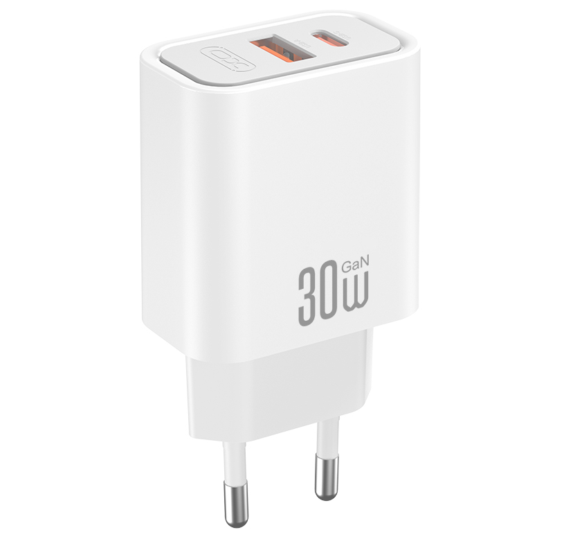 Φορτιστής Δικτύου με Καλώδιο USB-C XO Design CE42, 30W, 3A, 1 x USB-A - 1 x USB-C, Λευκό