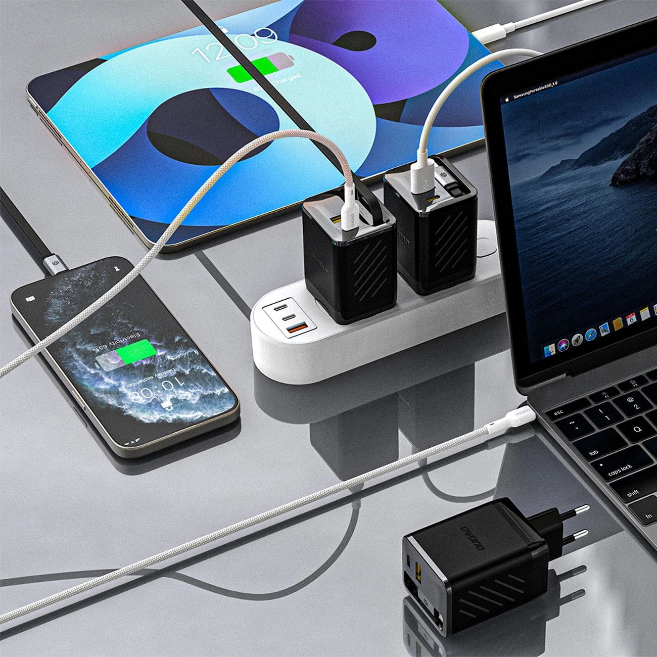 Φορτιστής Δικτύου με Καλώδιο USB-C Dudao A67EU, 67W, 3.35A, 1 x USB-A - 1 x USB-C, Μαύρο