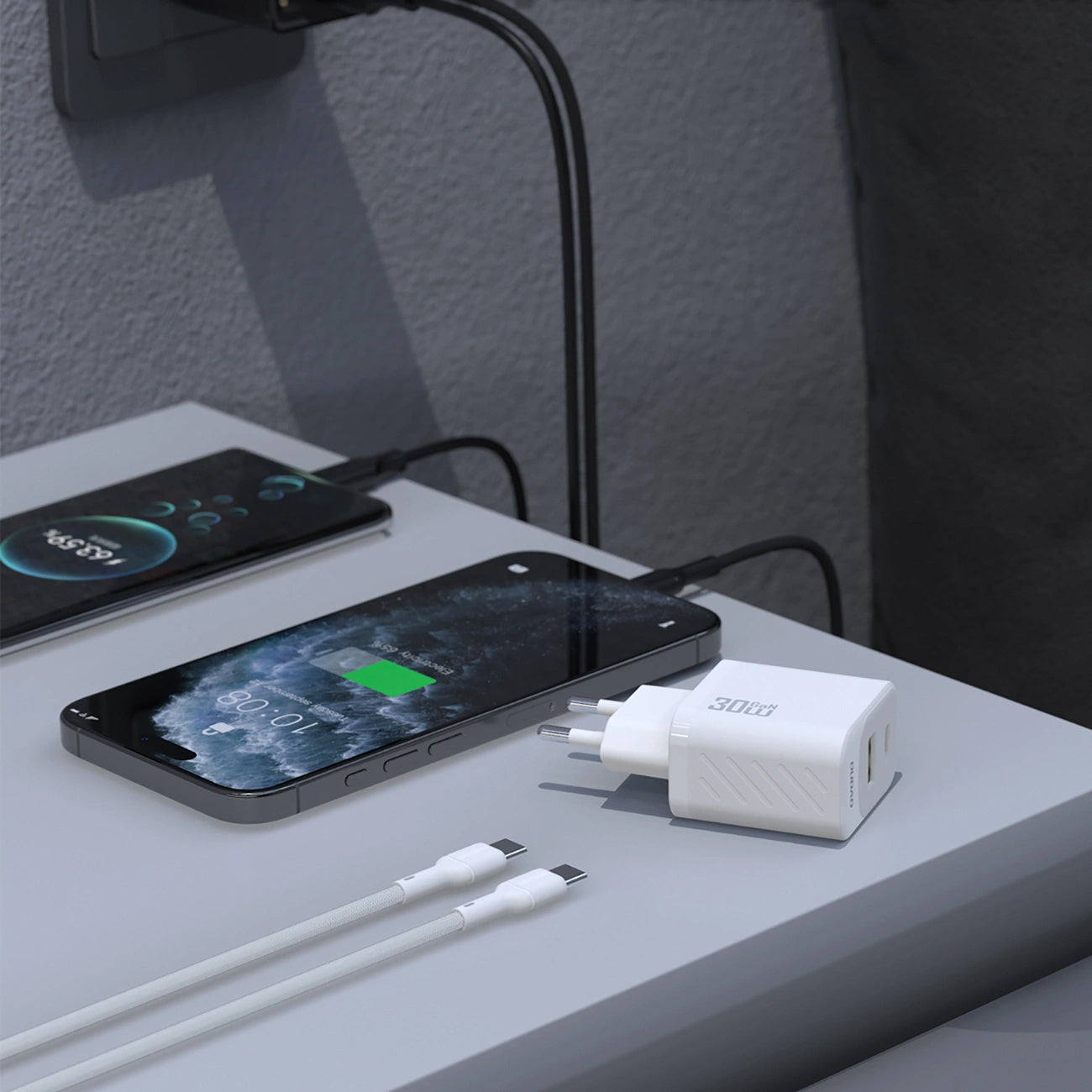 Φορτιστής Δικτύου με Καλώδιο USB-C Dudao A27TCEU, 30W, 1 x USB-A - 1 x USB-C, Λευκό