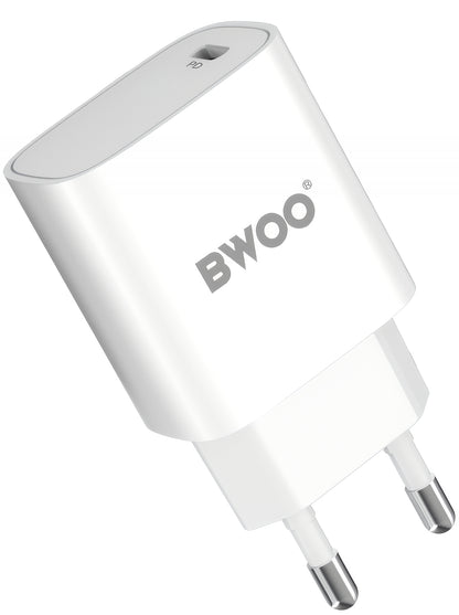 Φορτιστής Δικτύου με Καλώδιο Lightning BWOO CDA159, 20W, 3A, 1 x USB-C, Λευκό