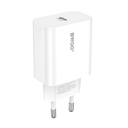 Φορτιστής Δικτύου με Καλώδιο USB-C BWOO CDA233, 20W, 3A, 1 x USB-C, Λευκό