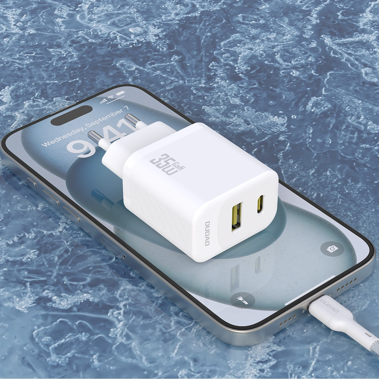 Φορτιστής Δικτύου με Καλώδιο USB-C Dudao A27Max, 35W, 1 x USB-A - 1 x USB-C, Λευκό
