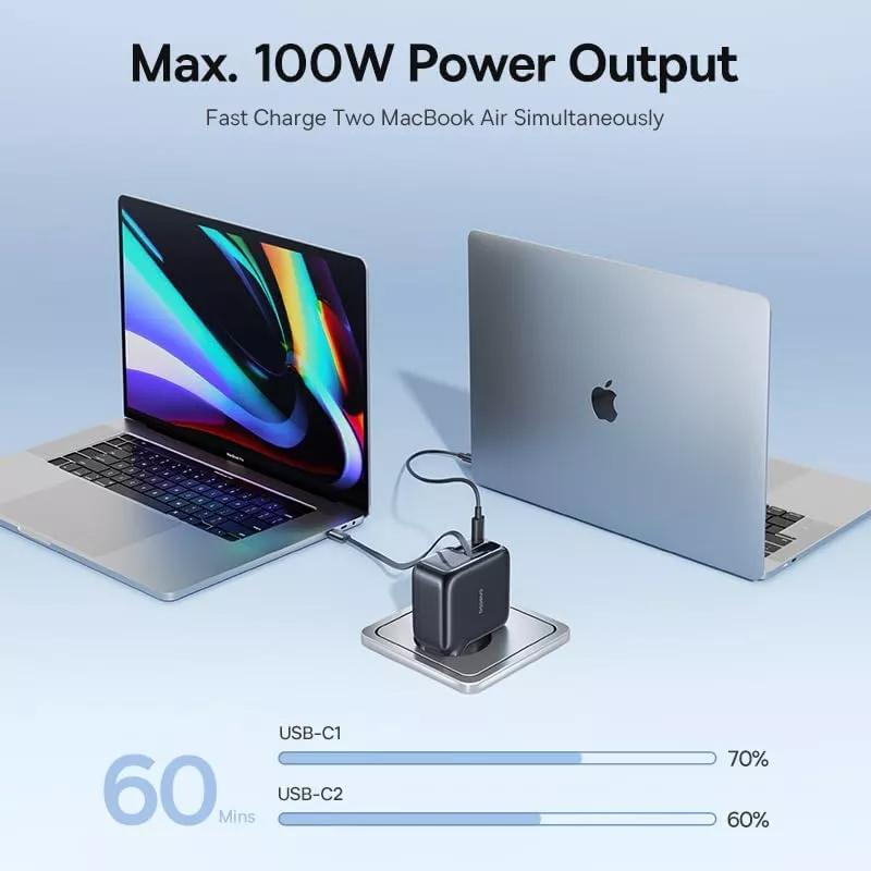 Φορτιστής Δικτύου με Καλώδιο USB-C Baseus EnerCore CJ11, 100W, 1 x USB-A - 2 x USB-C, Μαύρο E0120M00