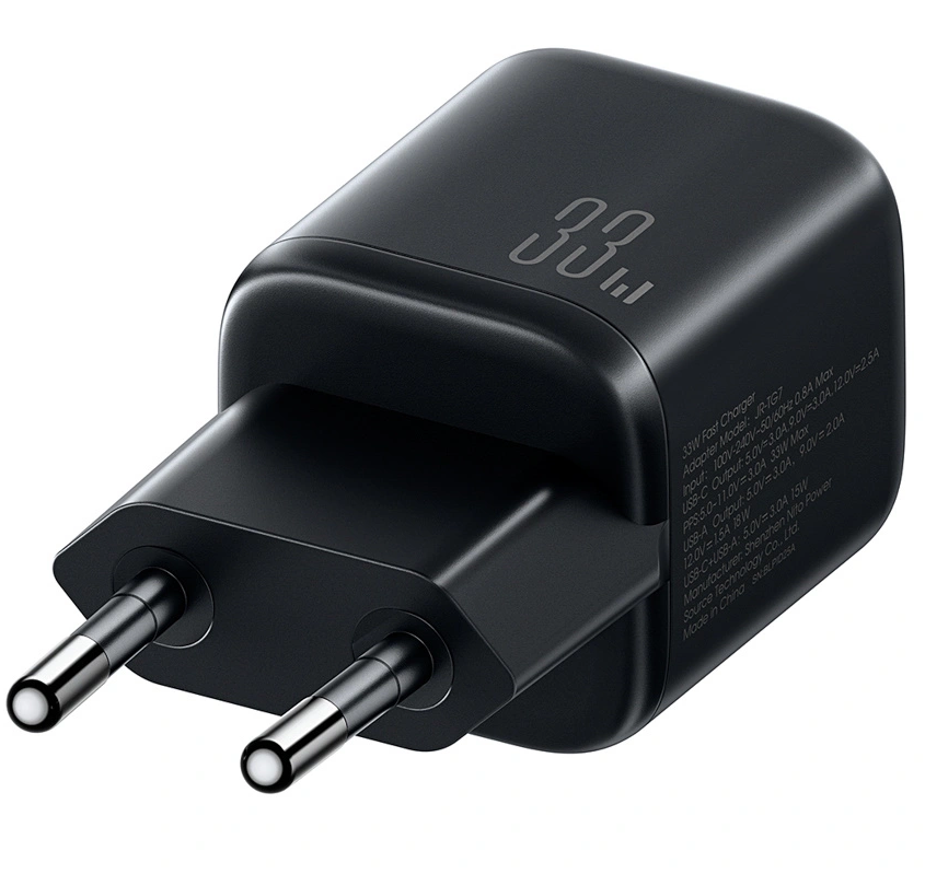 Φορτιστής Δικτύου με Καλώδιο USB-C Joyroom JR-TG7, 33W, 3A, 1 x USB-A - 1 x USB-C, Μαύρο