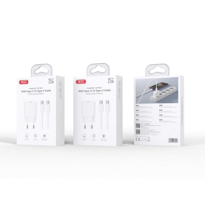 Φορτιστής Δικτύου με Καλώδιο USB-C XO Design L167, 25W, 3A, 1 x USB-C, Λευκό