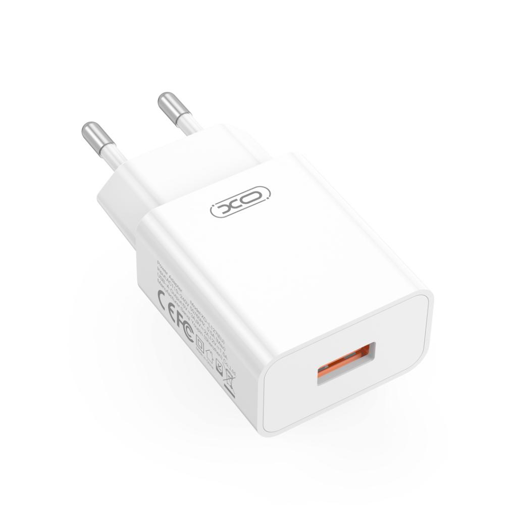XO Design L127 MicroUSB Cable Wall Charger, 18W, 3A, 1 x USB-A, White