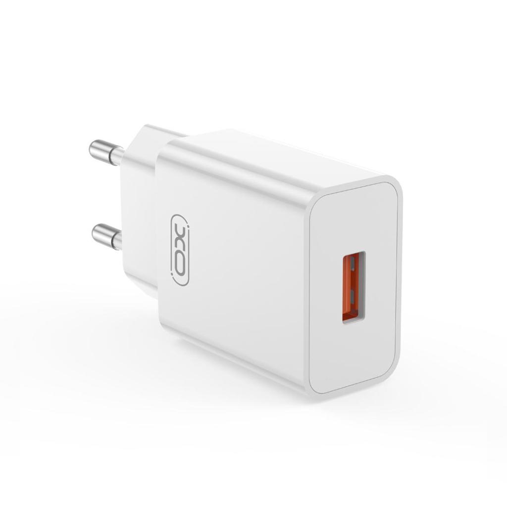 XO Design L127 USB-C Cable Wall Charger, 18W, 3A, 1 x USB-A, White