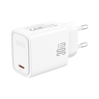 Φορτιστής δικτύου με καλώδιο USB-C XO Design CE53, 30W, 3A, 1 x USB-C, λευκό
