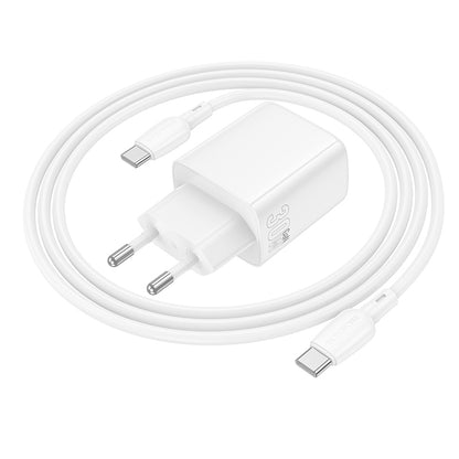 Φορτιστής Δικτύου με Καλώδιο USB-C Borofone BN29 Fuente, 30W, 3A, 1 x USB-A - 1 x USB-C, Λευκό