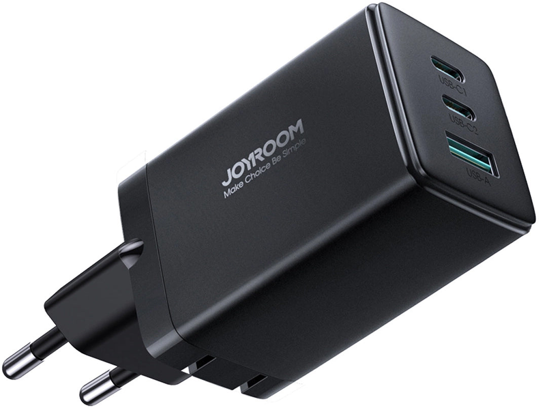 Φορτιστής Δικτύου με Καλώδιο USB-C Joyroom TCG01, 65W, 3.25A, 1 x USB-A - 2 x USB-C, Μαύρο