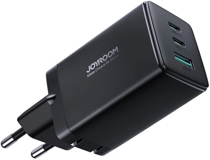 Φορτιστής Δικτύου με Καλώδιο USB-C Joyroom TCG01, 65W, 3.25A, 1 x USB-A - 2 x USB-C, Μαύρο