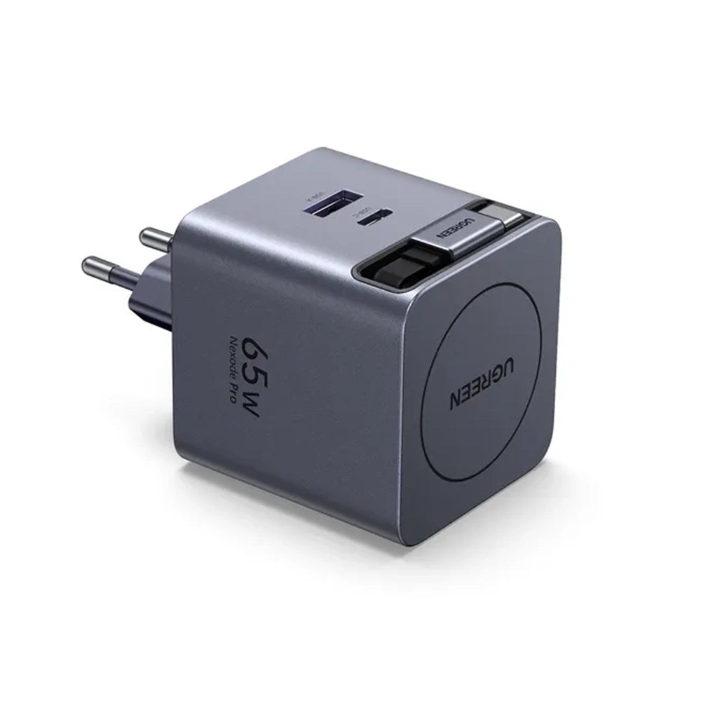 Φορτιστής Δικτύου με Καλώδιο USB-C UGREEN X615, 65W, 3A, 1 x USB-A - 1 x USB-C, Γκρι
