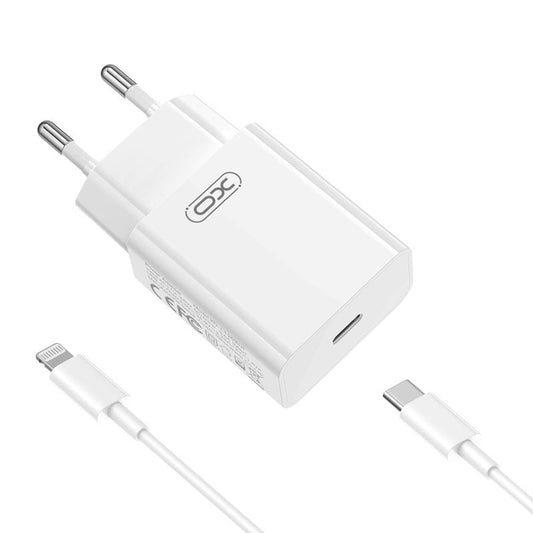 Φορτιστής Δικτύου με Καλώδιο Lightning XO Design L126, 20W, 3A, 1 x USB-C, Λευκό