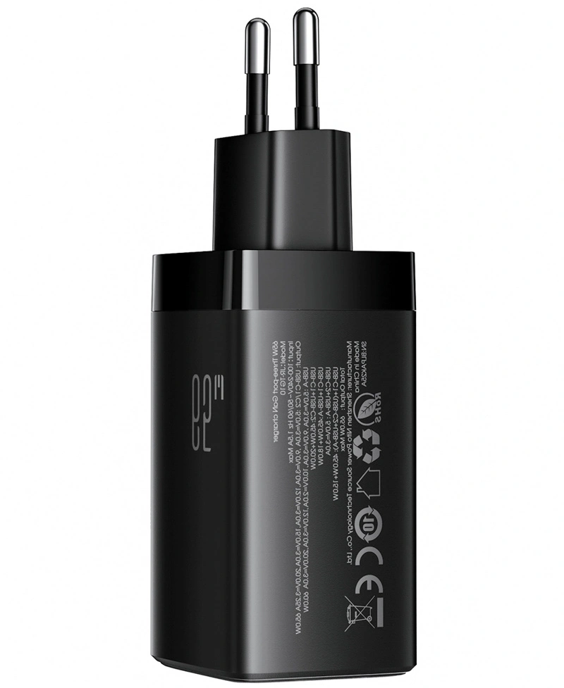 Joyroom JR-TG10 USB-C Cable Wall Charger, 65W, 3.25A, 1 x USB-A - 2 x USB-C, Black