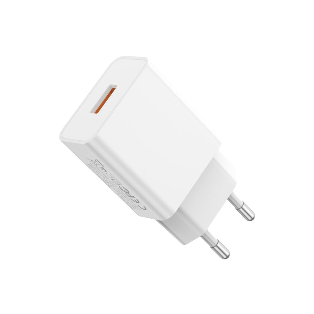 XO Design L127 MicroUSB Cable Wall Charger, 18W, 3A, 1 x USB-A, White