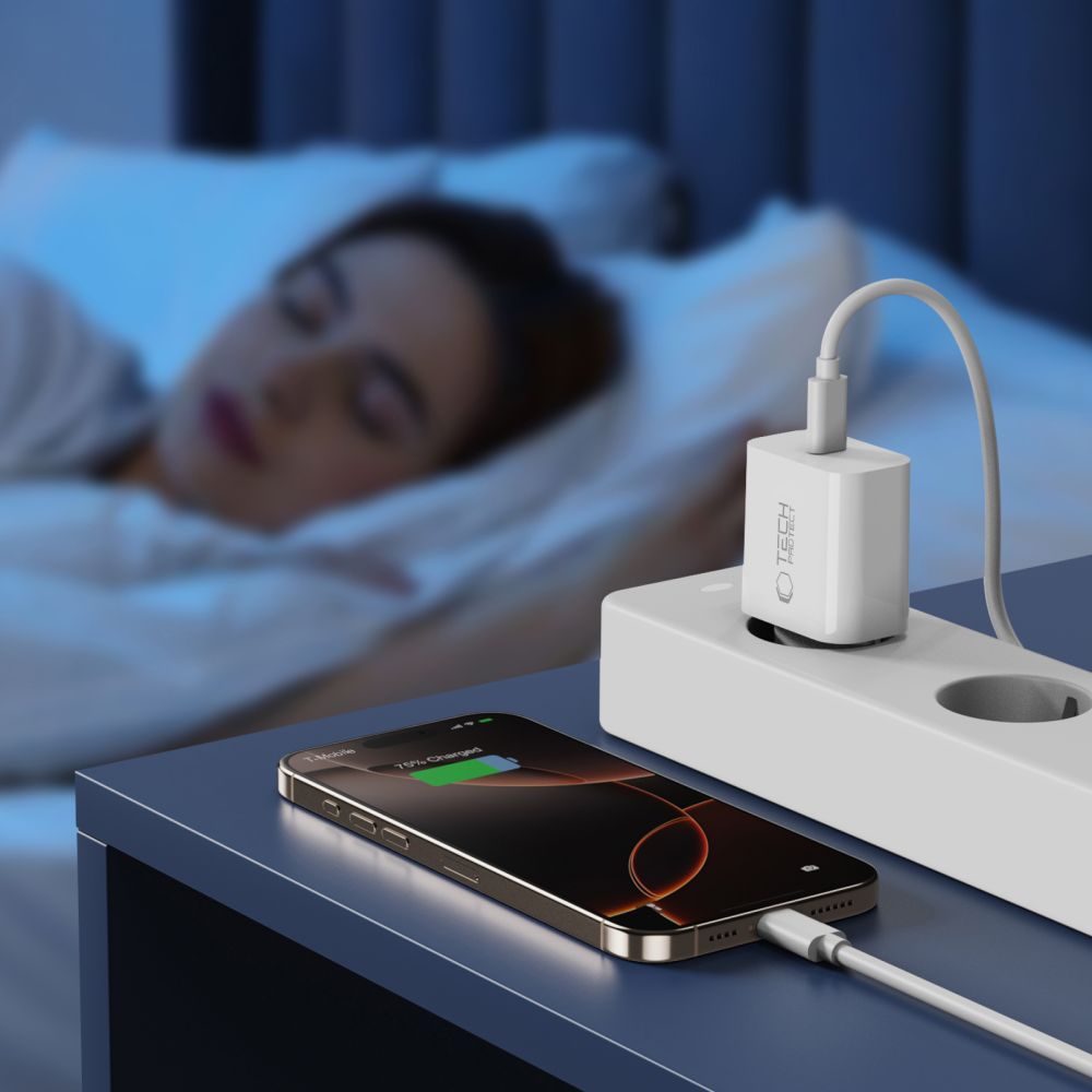 Φορτιστής Δικτύου με Καλώδιο USB-C Tech-Protect NC20W, 20W, 3A, 1 x USB-C, Λευκό