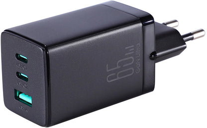 Φορτιστής Δικτύου με Καλώδιο USB-C Joyroom TCG01, 65W, 3.25A, 1 x USB-A - 2 x USB-C, Μαύρο