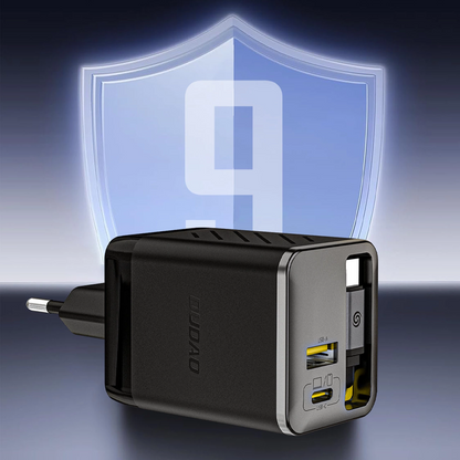 Φορτιστής Δικτύου με Καλώδιο USB-C Dudao A67EU, 67W, 3.35A, 1 x USB-A - 1 x USB-C, Μαύρο