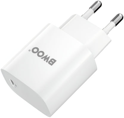 Φορτιστής Δικτύου με Καλώδιο Lightning BWOO CDA159, 20W, 3A, 1 x USB-C, Λευκό