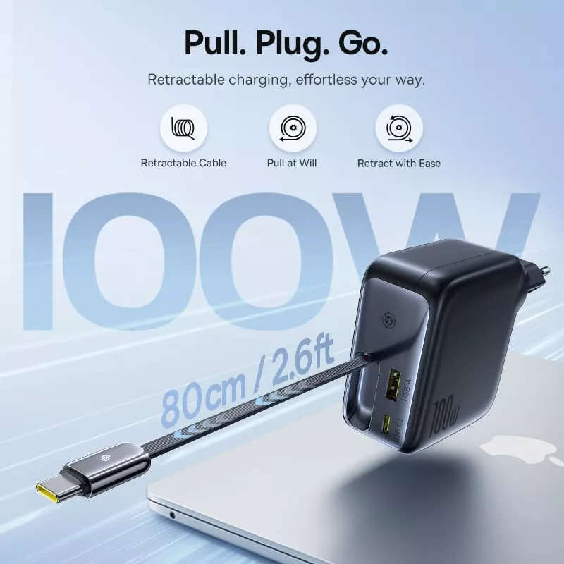Φορτιστής Δικτύου με Καλώδιο USB-C Baseus EnerCore CJ11, 100W, 1 x USB-A - 2 x USB-C, Μαύρο E0120M00