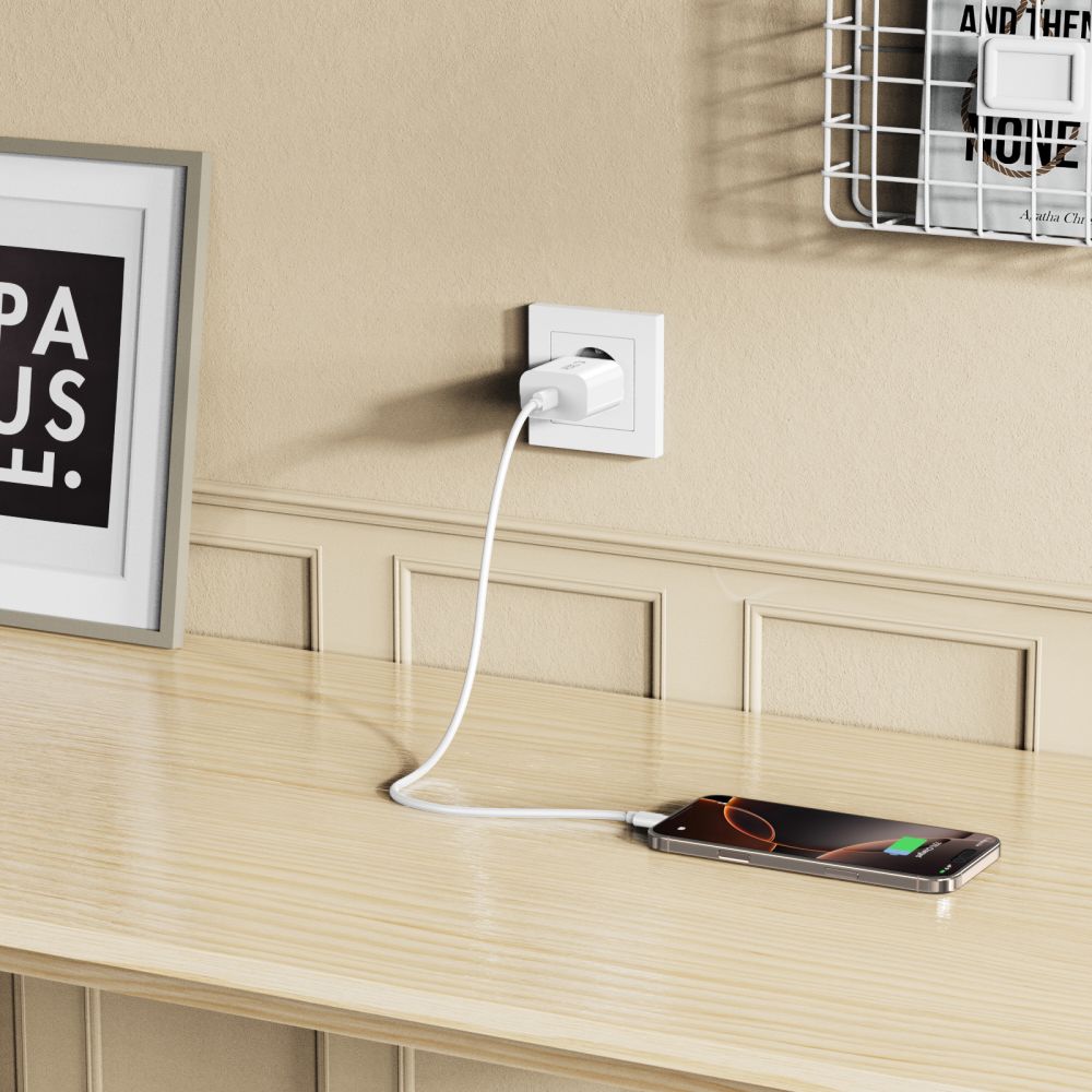 Φορτιστής Δικτύου με Καλώδιο USB-C Tech-Protect NC20W, 20W, 3A, 1 x USB-C, Λευκό