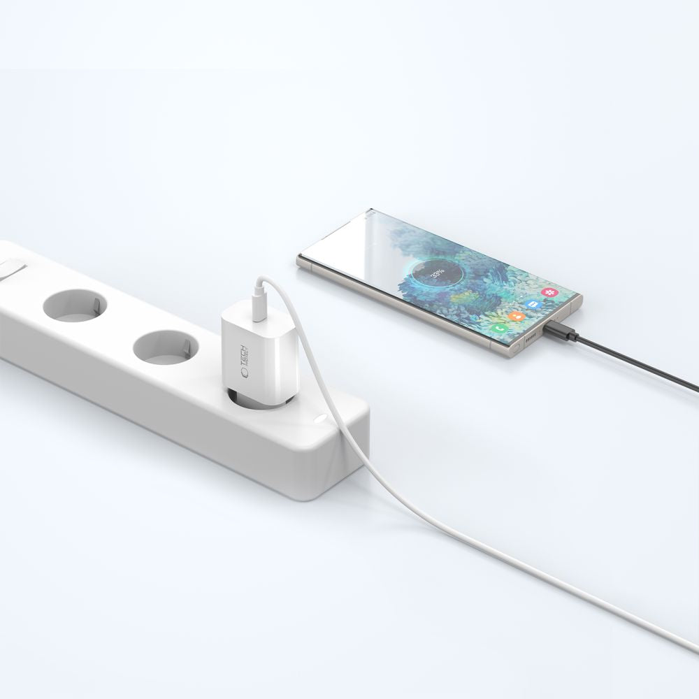 Φορτιστής Δικτύου με Καλώδιο USB-C Tech-Protect NC20W, 20W, 3A, 1 x USB-C, Λευκό