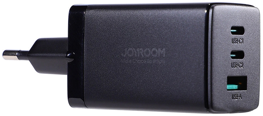 Φορτιστής Δικτύου με Καλώδιο USB-C Joyroom TCG01, 65W, 3.25A, 1 x USB-A - 2 x USB-C, Μαύρο