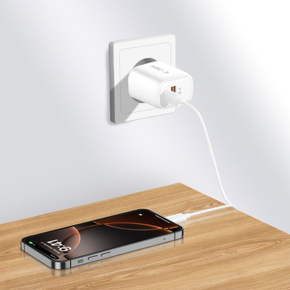 Tech-Protect NCA20 USB-C Cable Wall Charger, 20W, 3A, 1 x USB-A - 1 x USB-C, White