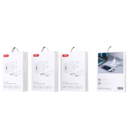 XO Design L127 MicroUSB Cable Wall Charger, 18W, 3A, 1 x USB-A, White